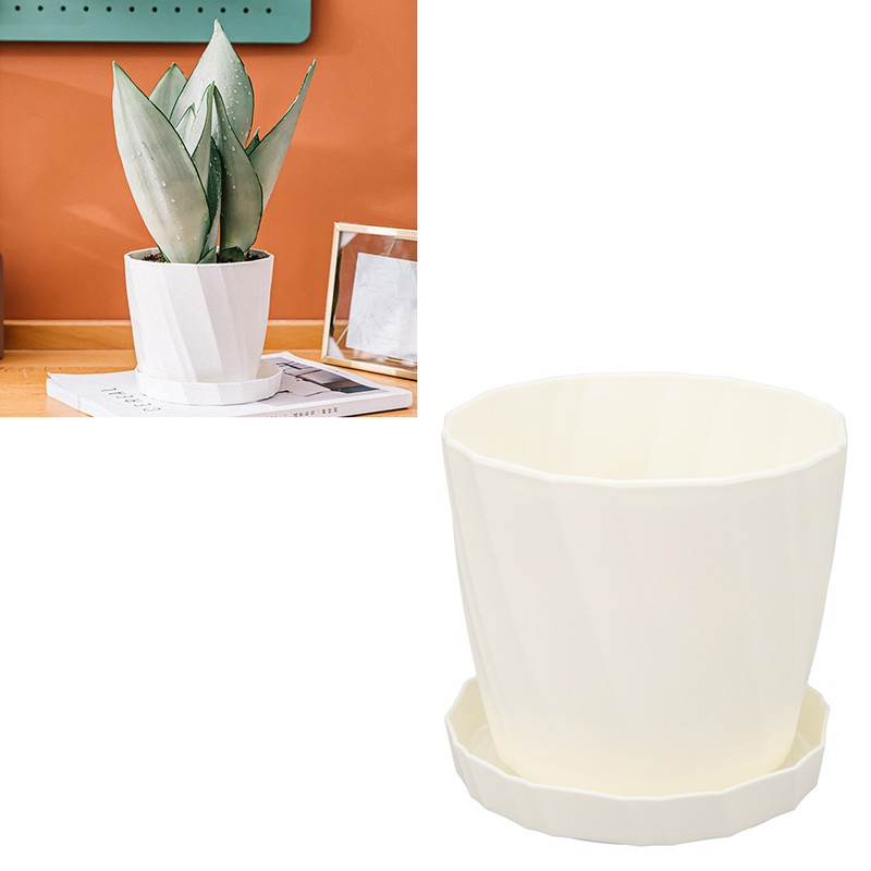5 PCS Indoor Plant Pots with Base PP White Beautiful