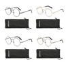 EYE ZOOM 4 Pack Metal Frame Round Reading Glasses with