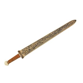 Backwoods Provisions Light Tan Sturdy Wooden Mini Toy Viking Sword with Leather Wrapped Handle