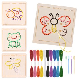 Montessori Wooden Lacing Toys for Toddlers and Kids 2-4 5-7 Years Old, Sewing Kit Fine Motor Skill Busy Board, Christmas, Birthday Gifts for Boys and Girls