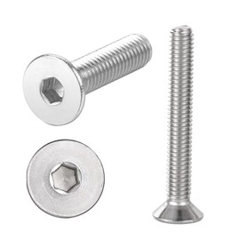 M4-0.7 x 14mm 304 Stainless Steel 18-8 (A2-70) Flat Head Screws, Countersunk Bolts Allen Hex Drive Socket Cap Screws, Fully Threaded, 100-Pack