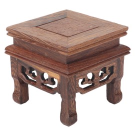 Health Gear Wood Display Stand Base Small Tabletop Teapot Display Stand, Wood Carved Pedestal Oriental Home Decoration for Vase Flower Pots Teapot Fishbowl Table Lamp