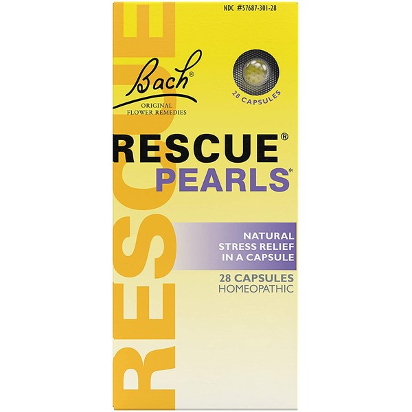 Bach RESCUE PEARLS, Natural Orange Vanilla Flavor, Natural Stress Relief, Homeopathic Flower Remedy, Quick-Dissolve, Gluten and Sugar-Free, 28 Count (packaging color may vary)