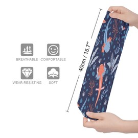 Xmkltbz 1 Pair Knee High Thick Stockings, Long Compression Crew Athletic Circulation Foot Socks for Sports 15.7x3.9 in Print Axolotl Coral Reef Sea Plants in Red and Blue Shades on Dark Blue