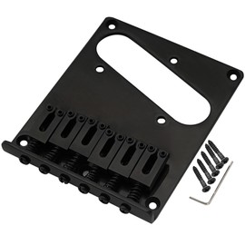 Musiclily Pro 54mm Tele Bridge with Modern Zinc Alloy 6-Saddles and Steel Plate for Squier Import Telecaster Style Electric Guitar, Black