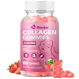 DIAOLAI Sugar-Free Multi Collagen Gummies for Women & Men – Types I, II, III, V, X with Biotin, Vitamin C & Zinc for Hair, Skin & Nails | Strawberry Flavor | 60 Gummies