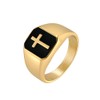 PAMTIER Men's Vintage 15mm Cross Crucifix Biker Ring Gold Size