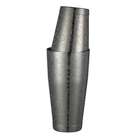 Stainless Steel Boston Shaker with Etched Pattern Weighted Shaking Tin Set (Spirit Gunmetal Black)