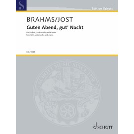 Guten Abend, gut' Nacht: Paraphrase nach dem gleichnamigen Lied von Johannes Brahms. violin, cello and piano. Partition et parties.