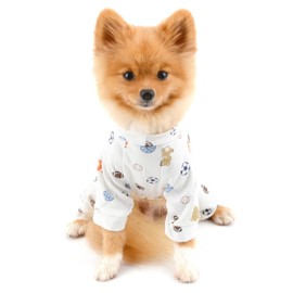 PAIDEFUL Pet Pajamas for Small Dogs Girl Boy Cute Pattern Cotton Pjs 4 Leg Sleepwear Jumpsuit All Season Indoor Clothes for Puppy Chihuahua Yorkie