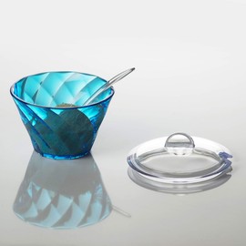 Omada Design Sugar Bowl 6,76 fl oz Acrylic with Practical lid and Spoon, Perfect for Coloring Your Moments of Relaxation in Front of a Delicious Drink, Diamond Line