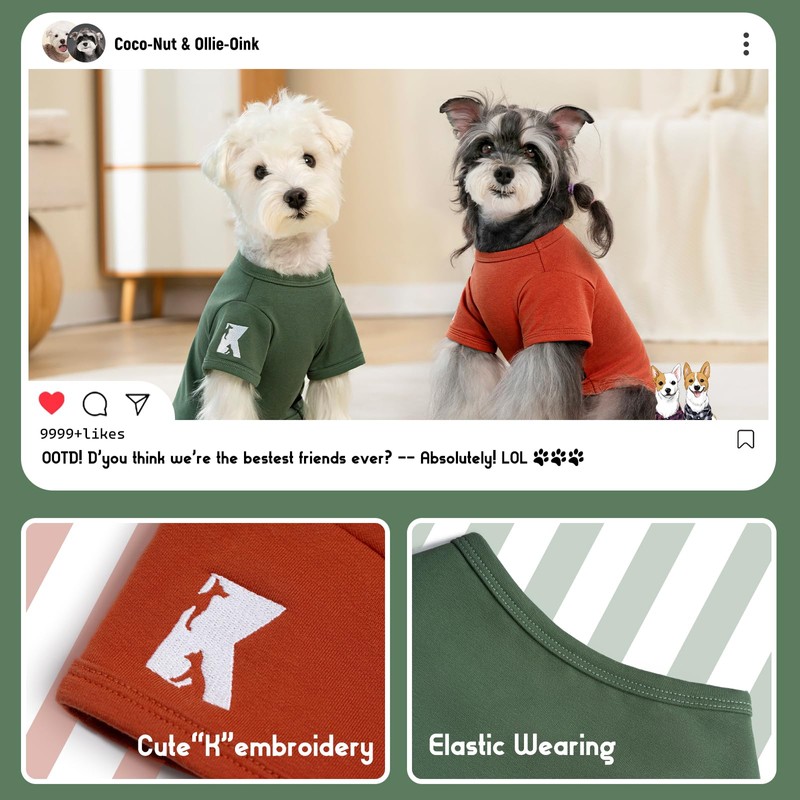 Koneseve Dog Shirts Soft Cat Clothes Comfy Cotton Stretchy for