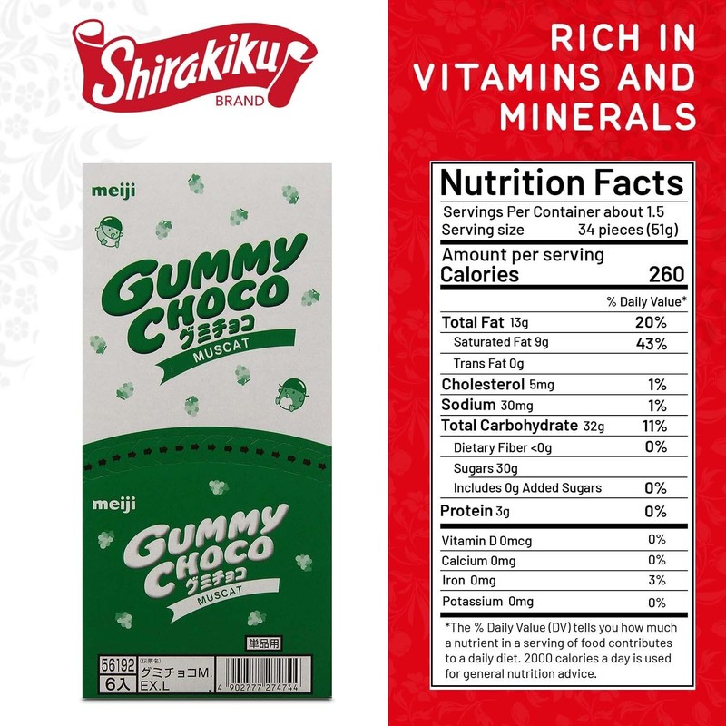 Meiji Gummy Choco Muscat, 2.86-Ounce Tubes (6 Pack)
