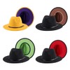 bamboopack Classic Fedora Hat Two Tone Wide Brim Flat Top
