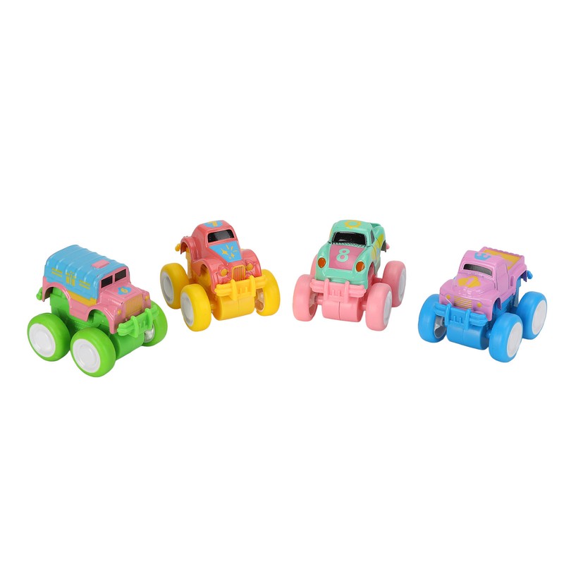 4pcs Pull Back Car Toys Cartoon Q Version Alloy Vehicle