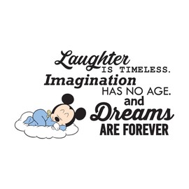 Imagination Has No Age Laughter is Timeless Uplifting Quote Wall Decal Wall Art Sticker Designs Vinyl Stickers for Home House Walls Rooms Windows Bedroom Decoration Size (28x28 inch)