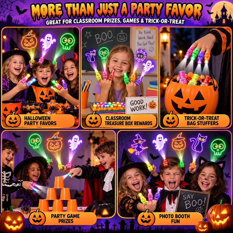 Halloween Finger Projector Lights, 36PCS LED Party Favors for Kids,