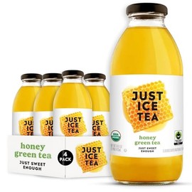 Just Ice Tea Organic Iced Tea, 16 Fl Oz Glass Bottles (Pack of 4) (Honey Green Tea)
