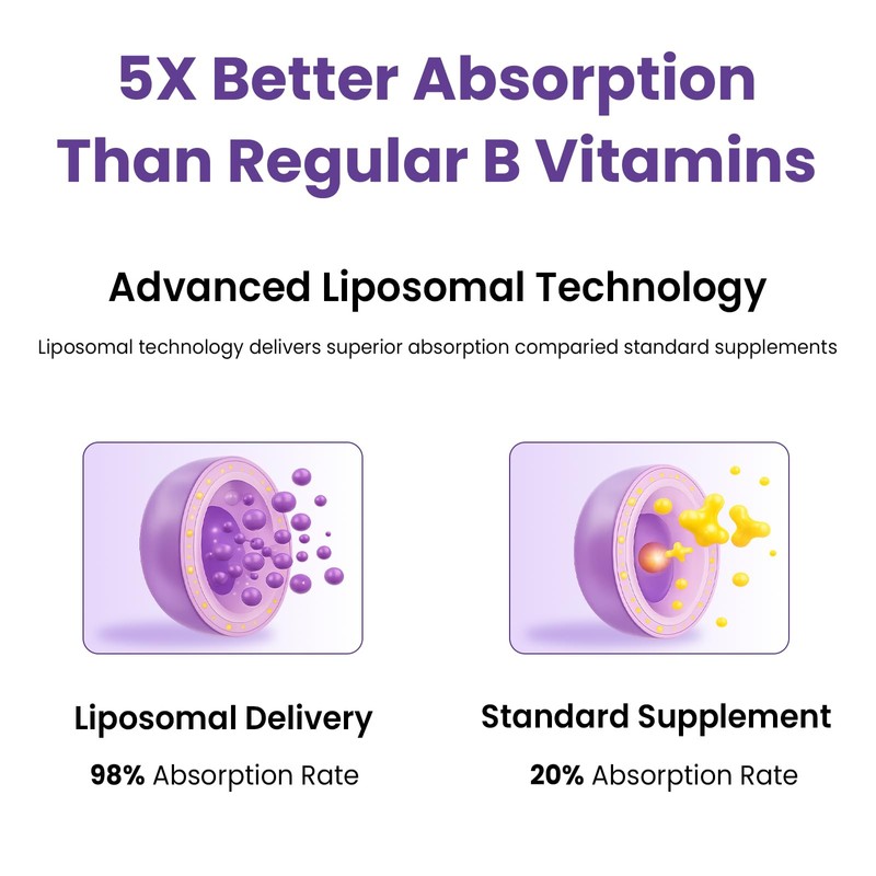 Liposomal Vitamin B Complex Liquid Sublingual B Complex Vitamins Supplement