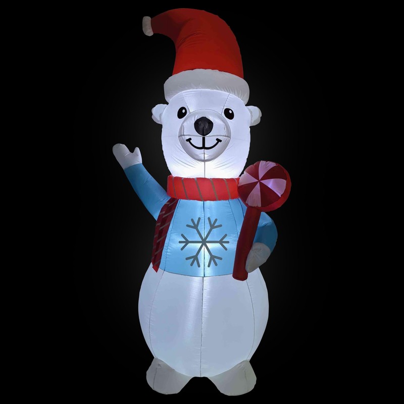 LED Lighted Inflatable Polar Bear Outdoor Christmas Decoration- 8'