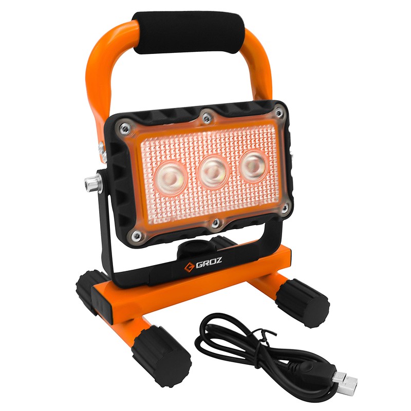Groz 55035 LED 9W Rechargeable Site Lamp with Orange Stand