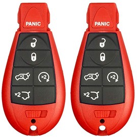 2 New Red Keyless Entry 5 Buttons Remote Start Car Key Fob Fobik M3N5WY783X, IYZ-C01C For Commander and Grand Cherokee