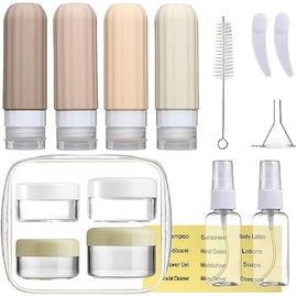 16 Pack Travel Bottles Set for Toiletries, Leakproof Travel Containers for Toiletries TSA Approved Silicone Travel Accessories Squeezable Refillable 3oz for Shampoo Conditioner Lotion