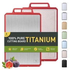 Titanium Cutting Boards for Kitchen Chopping Board with Handle Large Big Small Kitchen Meat Butcher Block Double Sided Pure Titanium and Wheat Straw PP Not Wood Bamboo Plastic Teak Red/Beige