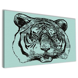 Hippowarehouse Tiger drawing Printed Canvas 21cmx31cm Wall Art Design Classroom Gym Room Home Office Décor
