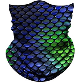 Obacle Seamless Bandana for Rave Face Mask Dust Wind Sun Protection Neck Gaiter Tube Mask Headwear for Women Men Festival Party Motorcycle Riding Fishing Outdoor (Fish Scales Blue Green)