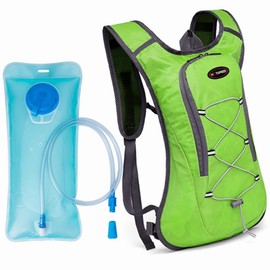 Breathable Ultralight Bike Backpack, Outdoor Sports Cycling Backpack, Camping Hiking Running Hydration Bag with 2L Water Bag - Color: green