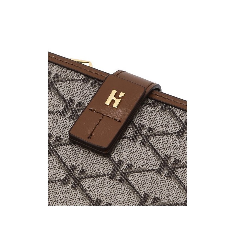 Hazzys (대구신세계)브라운 로고패턴 가죽 중지갑 HIWA5E884W2 (Daegu Shinsegae) Brown Logo