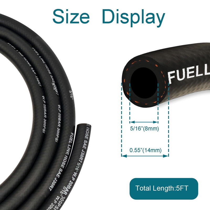 HOUSUN Fuel Line 5/16 Inch ID, Fuel Hose 5FT, J30R7