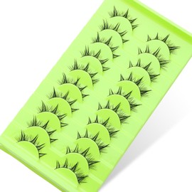 10 Pairs Cartoon False Eyelashes Korean Asian False Eyelashes Anime False Eyelashes Japanese Makeup False Eyelashes Spiky False Eyelashes (Y41)
