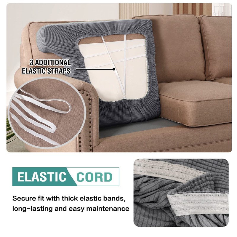 GAMUKAI 3PC Stretch T Cushion Sofa Slipcovers Individually Sofa Cushion