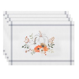 4Pcs Fall Table Runner, Thanksgiving Decorations Indoor, Kitchen Decor Tablecloth, Cute Tablerunners, Pumpkin Decorations Tablecloth, Farmhouse Party Placemat Decor, for Women