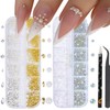HNUIX Nail Art Charms - Metal Silver & Gold Beads,