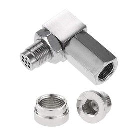 SURIEEN O2 Oxygen Sensor Spacer Kit, 90 Degree Stainless Oxygen Sensor Spacer Connector Adapter M18 x 1.5, Car Universal CEL Bung Fix Check Engine Light with Weld Mounting Bung and Plug