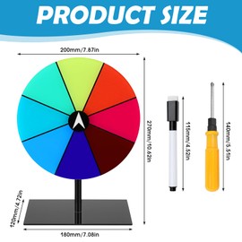 Mumjooyi Lucky Wheel for Turning, 30 cm, Wheel of Fortune for DIY, Gluecksrad with Eraser and Marker Pen for Lottery Games, Word Games, New Year, Carnival, Party (B)
