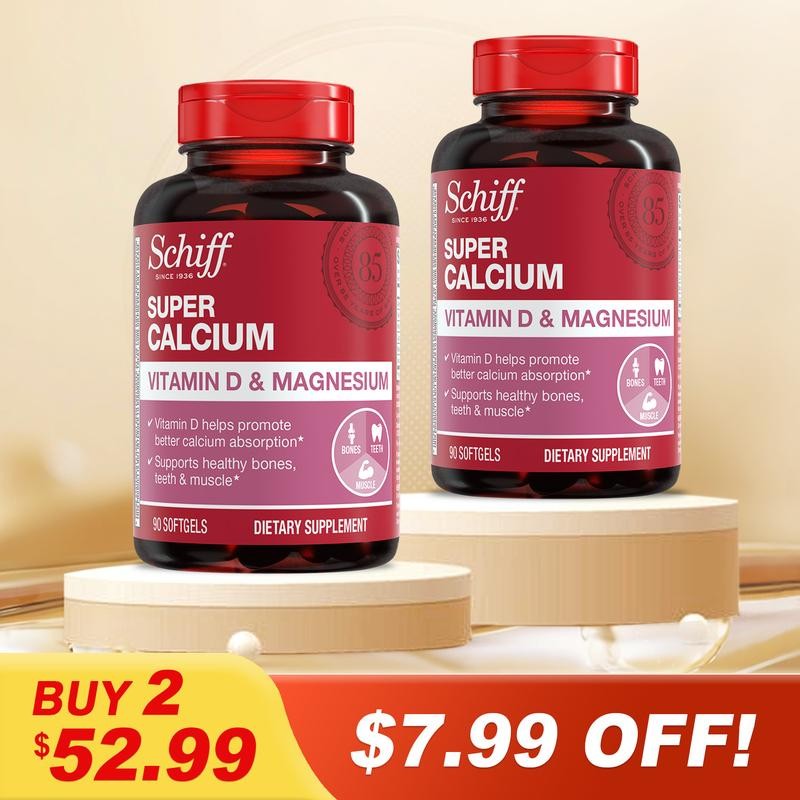 Schiff Super Calcium 800mg Plus Magnesium with Vitamin D3, 90