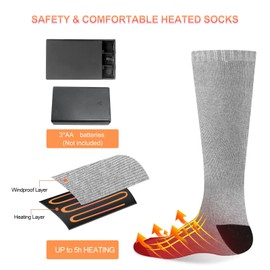 Heated Socks, Heated Socks for Men, Electric Heating Socks, Battery Heated Socks for Women Camping Fishing Cycling Skiing Hunting Hiking (Grey)