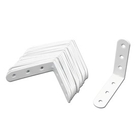 Quluxe 20 Pcs Heavy Duty L Shape Bracket, L Bracket Corner Brace, Metal Joint Right Angle Brackets Fastener with Screws- White (69 x 18mm)