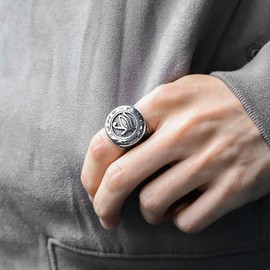 U7 Horus Wedjat Eye Signet Ring For Men Boys Egyptian Stainless Steel Chunky Rings Jewellery