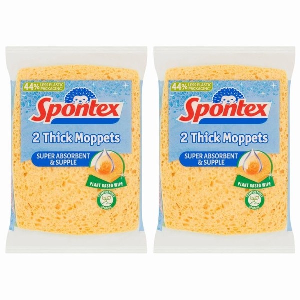 Moppets 2pk x 2, Super Absorbent Plant Based Cleaning Wipe