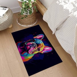 Plistiz French Bulldog Pop Art Indoor Door Mat, 17x29.5 Inch, Floor Area Rug for Entryway, Living Room, or Bathroom, Non-Slip Doormat, Animal Dog Home Decor Rug Gifts