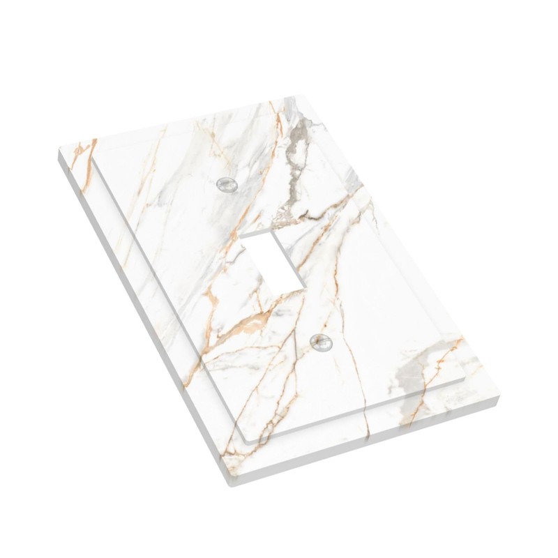 Lhdlnn White Gold Marble Light Switch Cover Decorative 1 Gang