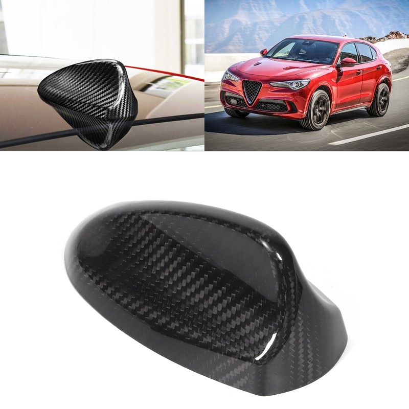 Carbon Fiber Car Antenna Cover Shark Fin Trim Glossy Black