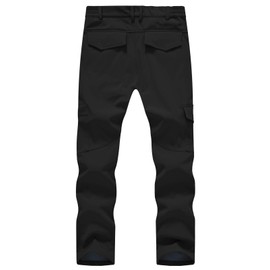 TBMPOY Men's Hiking Fleece Lined Softshell Pants Waterproof Windproof for Camping Skiing Snowboarding Black 30