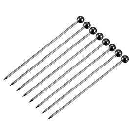 QUARKZMAN Pack of 8 Cocktail Picks Metal Reusable Cocktail Toothpicks Ball Shape Stainless Steel for Drinks Appetizers Fruits Black