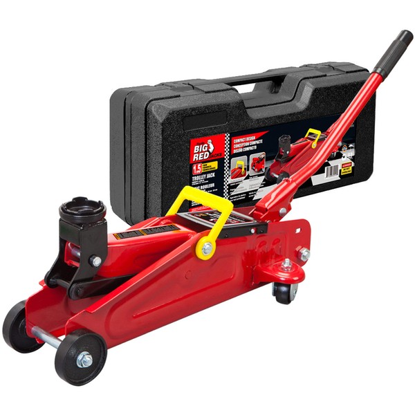 BIG RED T820014S Torin Hydraulic Trolley Service/Floor Jack with Blow Mold Carrying Storage Case, 1.5 Ton (3,000 lb) Capacity, Red
